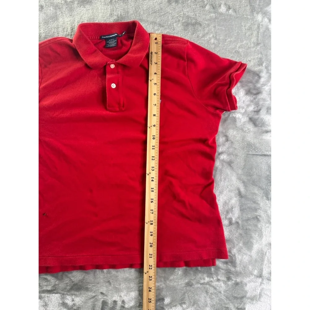 Ralph Lauren Sport Slim Fit Women's Polo XL Red Two-button Placket Shirt Cotton
